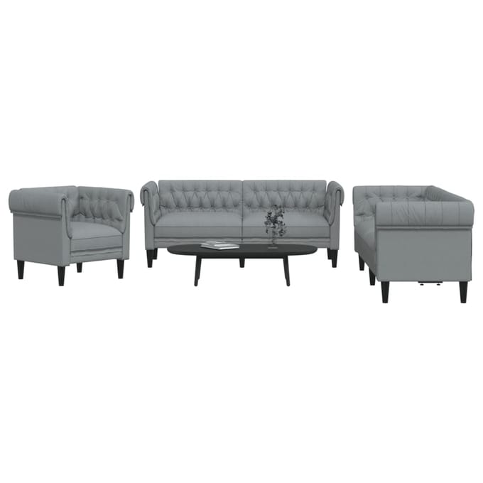 Vidaxl 3-Cz. Ensemble de salon, Gris clair, Revêtu de tissu gray