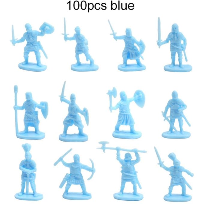 100 pièces/ensemble Soldat Ancien Miniature Modèle Décoratif Décoration de Maison Micro Moule Multiples Postures Style Chevalier Médiéval TMZ