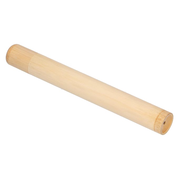 Mini Theeblad Pot Container Draagbare Thee Bus Ronde Vorm Bamboe Buis Opbergdoos Cilinder beige