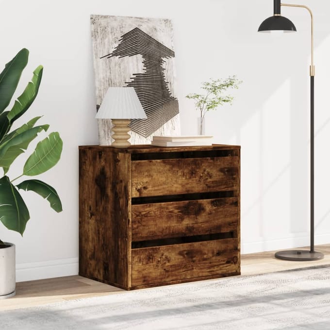 vidaXL - Ladekast - 60x41x58 - cm - bewerkt - hout - gerookt - eikenkleurig