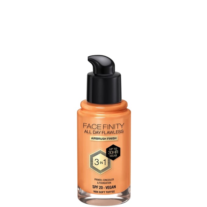 Max Factor Facefinity All Day Flawless 3 in 1 Vegan Foundation 30ml (Various Shades) - N84 - SOFT TOFFEE
