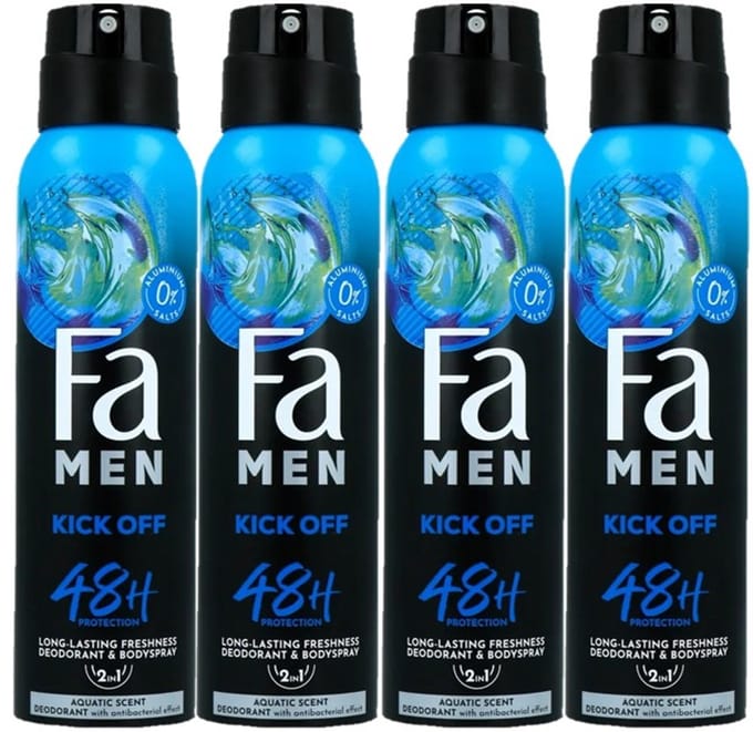Fa Men Kick-Off - Deodorant & Bodyspray 2in1 - 4 x 150ml