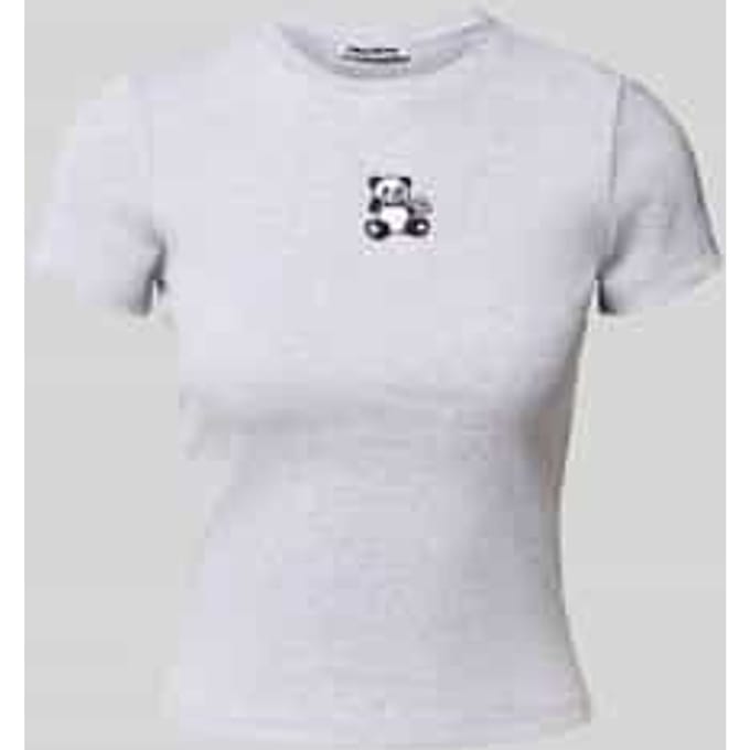 T-shirt met motiefstitching en ronde hals