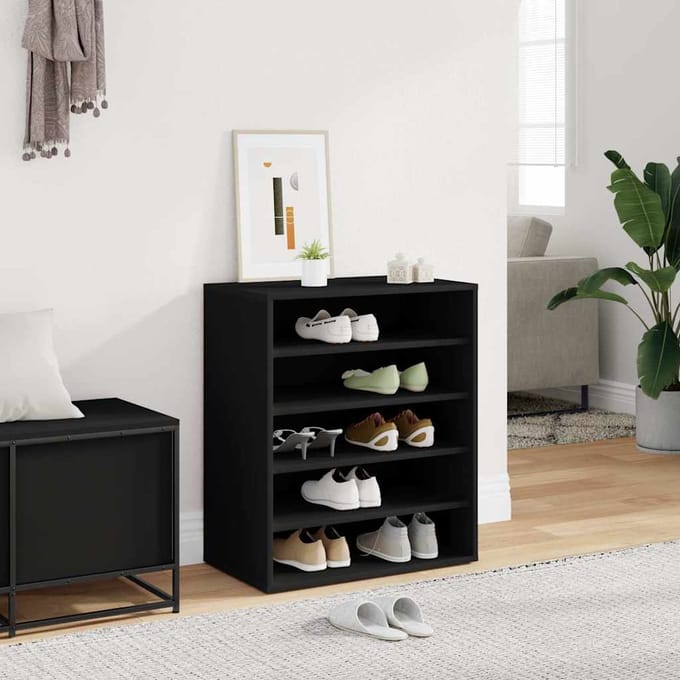 vidaXL - Schoenenkast - 60x35x70 - cm - bewerkt - hout - zwart