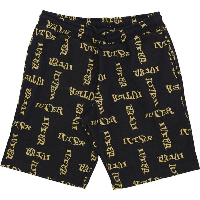 Korte zwarte broek met golvende jacquard voor heren