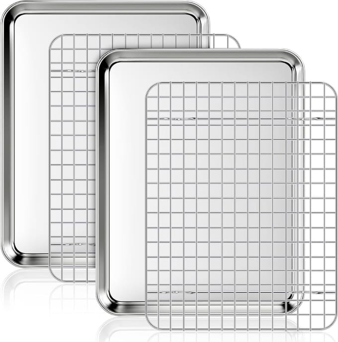 TIM® Ovenplaat - Overbakplaat - Ovenrooster - Zilver- 32cm x 25cmx 3cm