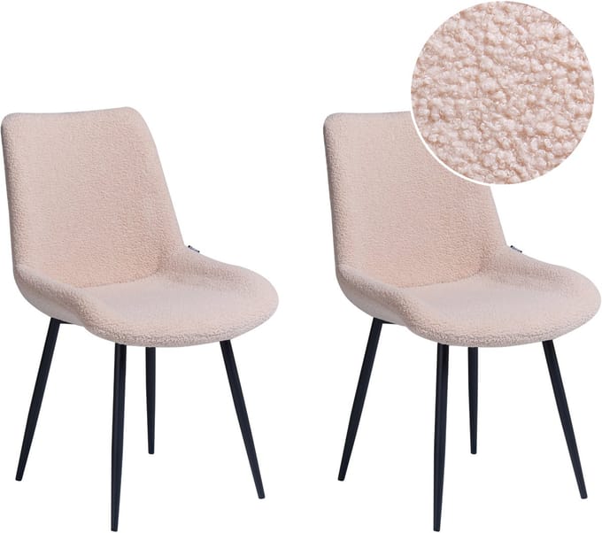 AVILLA - Eetkamerstoel set van 2 - Beige - Bouclé