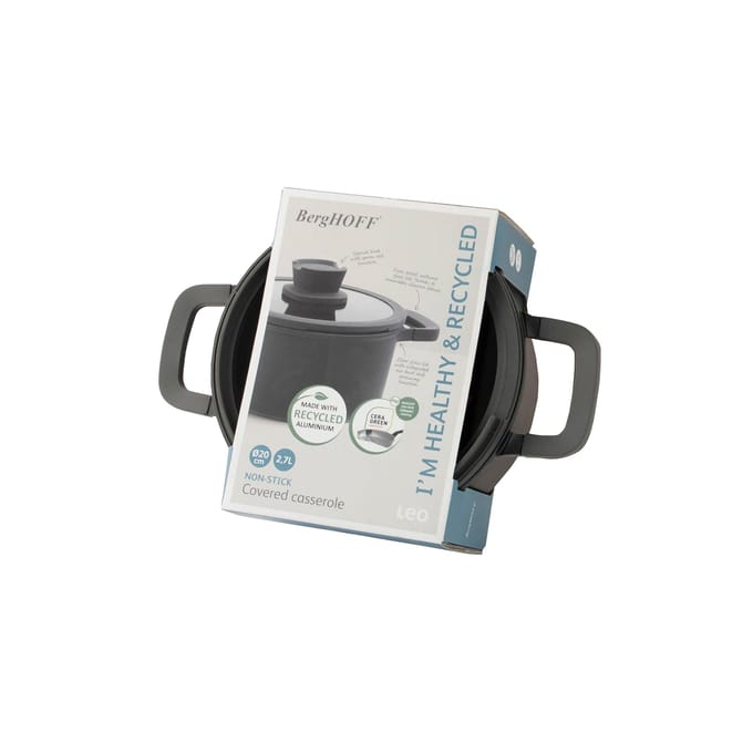 LEO Kookpot antikleef met deksel Stone+ - Ø 20cm - Grijs - PFAS-vrij