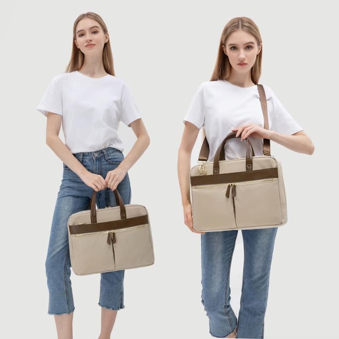 Dames Laptop Laptop Tas Binnentas Lichtgewicht Tote Bag beige
