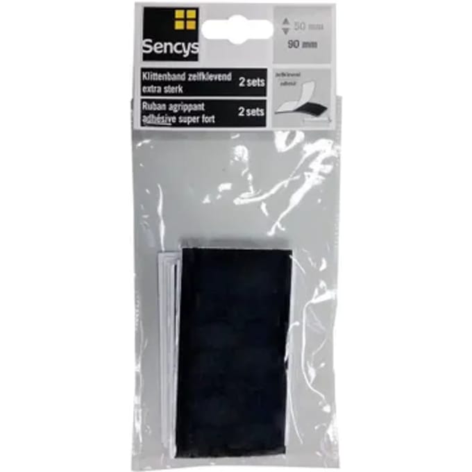 Sencys Klittenband - Extra Sterk - Zwart - 90mm X 50mm - 2 Stuks