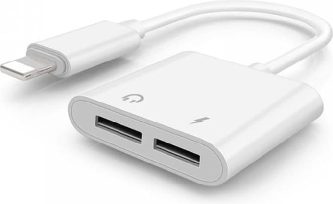 2 in 1 Lightning Adapter - Audio Opladen - Geschikt voor iPhone - Wit