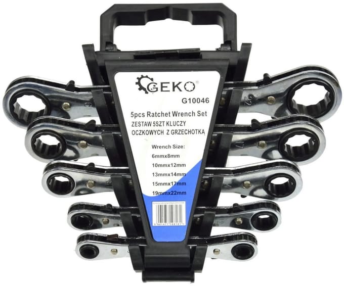 GEKO Dubbel ratelsleutelset - 12-punts - Chroom vanadium - 6-22mm - 5-delig