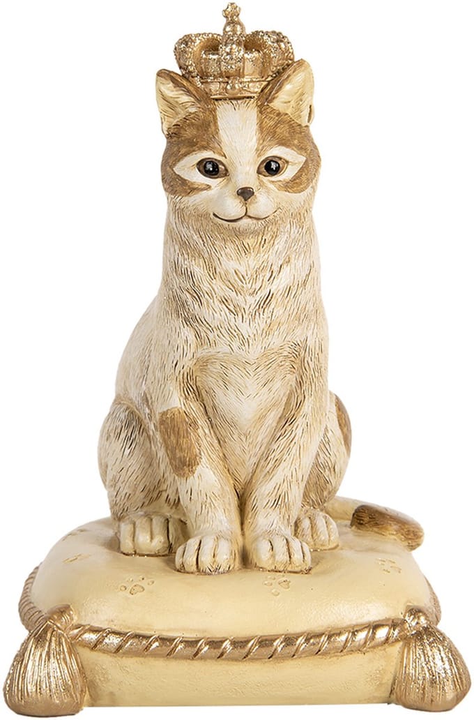 Clayre & Eef Spaarpot Kat 14x13x20 cm Beige Kunststof