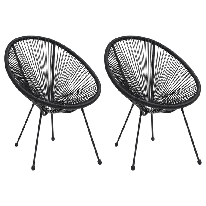 Vidaxl Tuinstoelen Maan, 2 Stuks, Rotan, Zwart