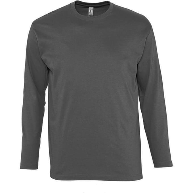 SOLS Heren Monarch T-Shirt met lange mouwen (Donkergrijs)
