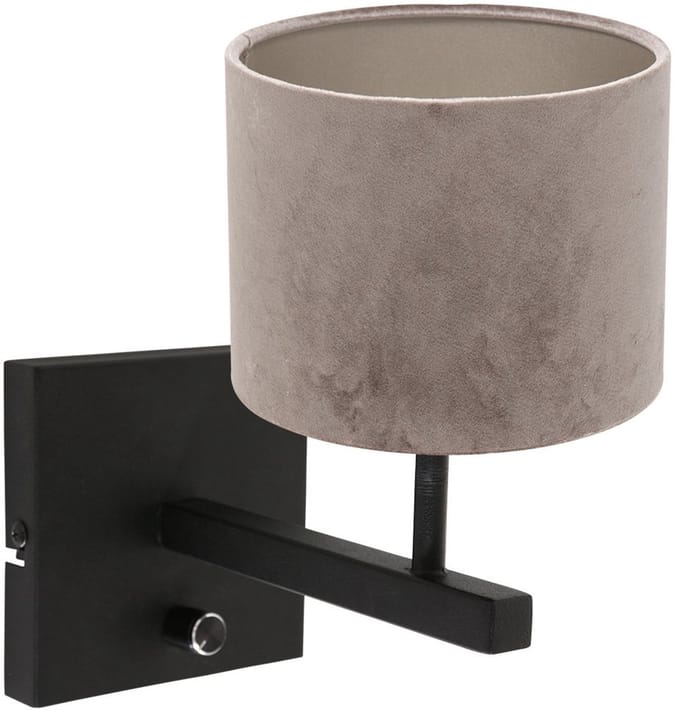 Wandlamp met schakelaar Zwart 20cm Metaal/Textiel Steinhauer Stang 8175ZW