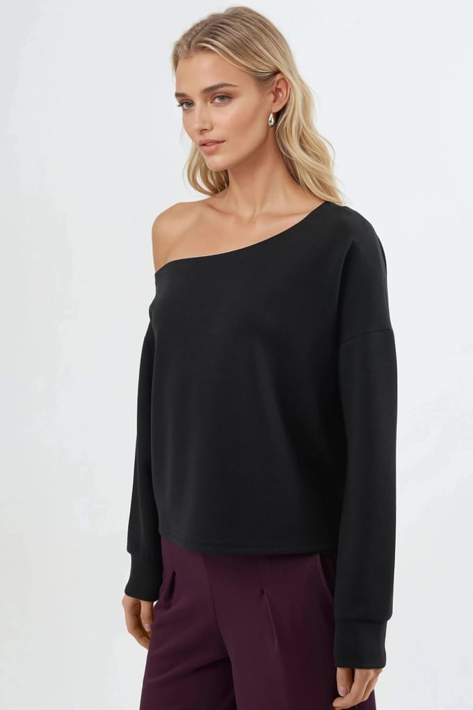 Asymmetrische Kraag Relaxed Fit Sweatshirt