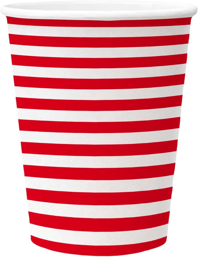 PAW - Papieren bekers - Stripes Red