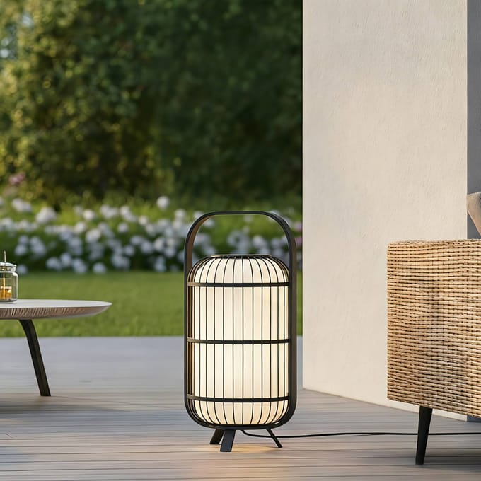 Lucande - Terraslampen - 1licht - Kunststof, aluminium - H: 64 cm - E27 - zwart, wit