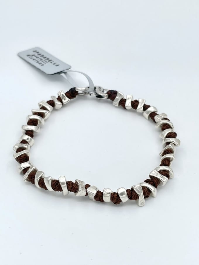 Spadarella Gioielli - SPBR14 - Armband - 925 Zilver - 6 mm - Brown maroon2 975 - 19 Cm