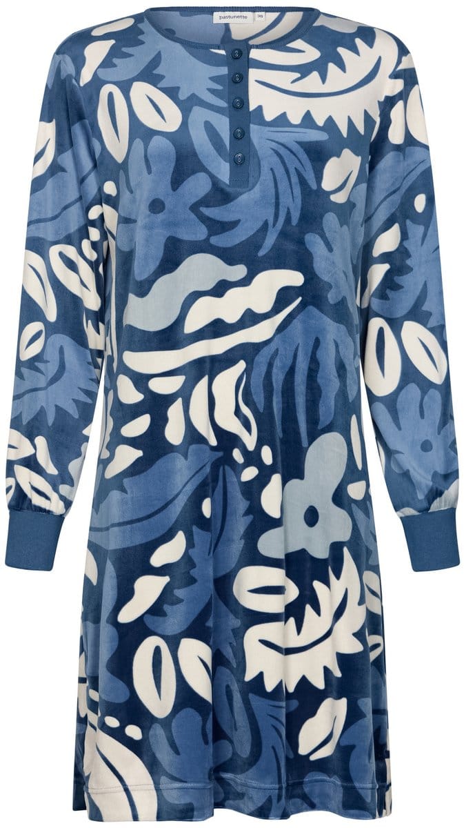 Pastunette - Blue Bloom - Nachthemd - Velours - Blauw - Maat 52