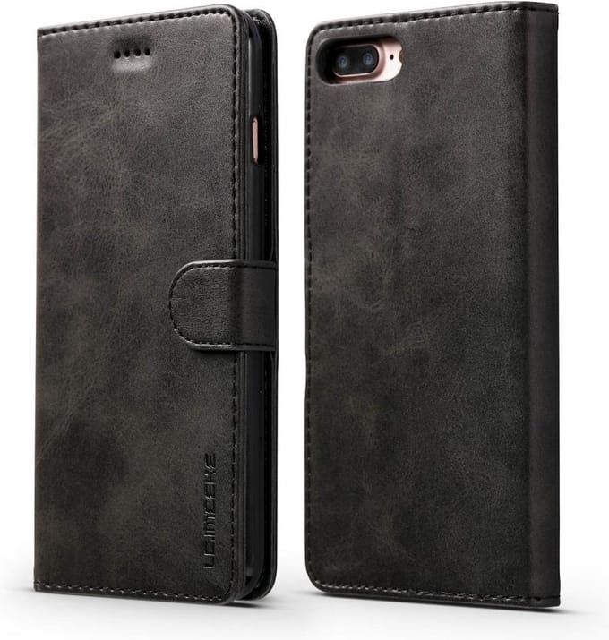 LC.IMEEKE Luxe Book Case - Geschikt voor iPhone 8 Plus / 7 Plus Hoesje - Zwart