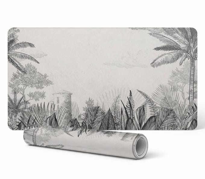 Elegante decoratieve bureauonderlegger met tropische illustratie 90x45 cm