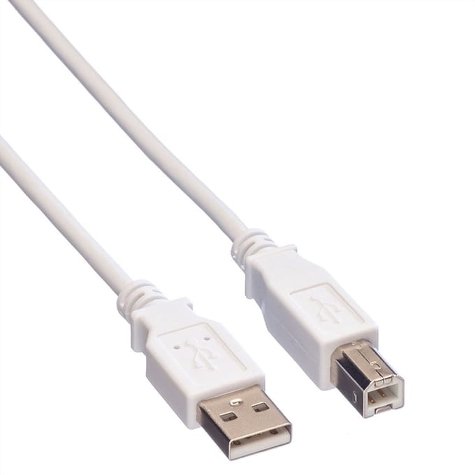 USB-A - USB-B kabel | USB2.0 | 2,5W | wit | 3 meter