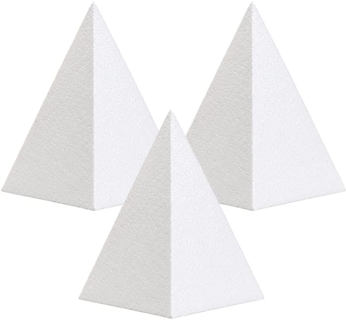 Piepschuim vormen - piramide - 3x - H30 x D14 cm - styropor hobby / DIY vorm - basis knutselfiguren