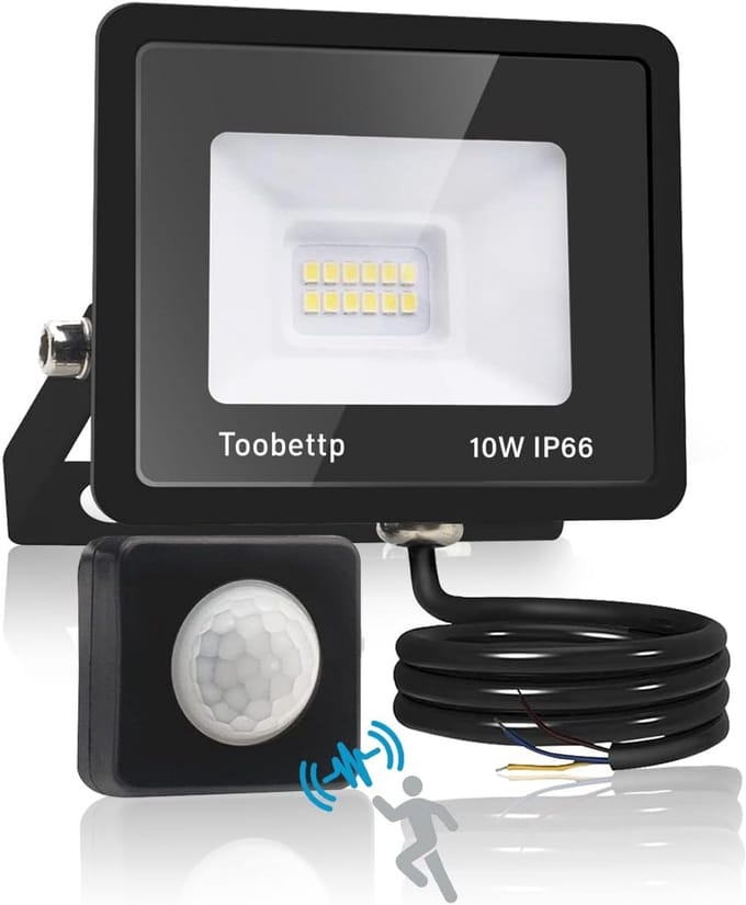 Krachtige LED Buitenlamp met Bewegingssensor - 10W, Helder Wit Licht (6500K), IP66 Waterdicht