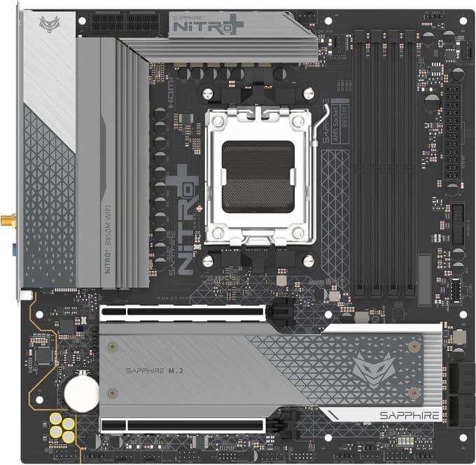 Sapphire NITRO+ B850M WIFI Moederbord - AMD B850 - AMD AM5 - DDR5 RAM - Micro-ATX