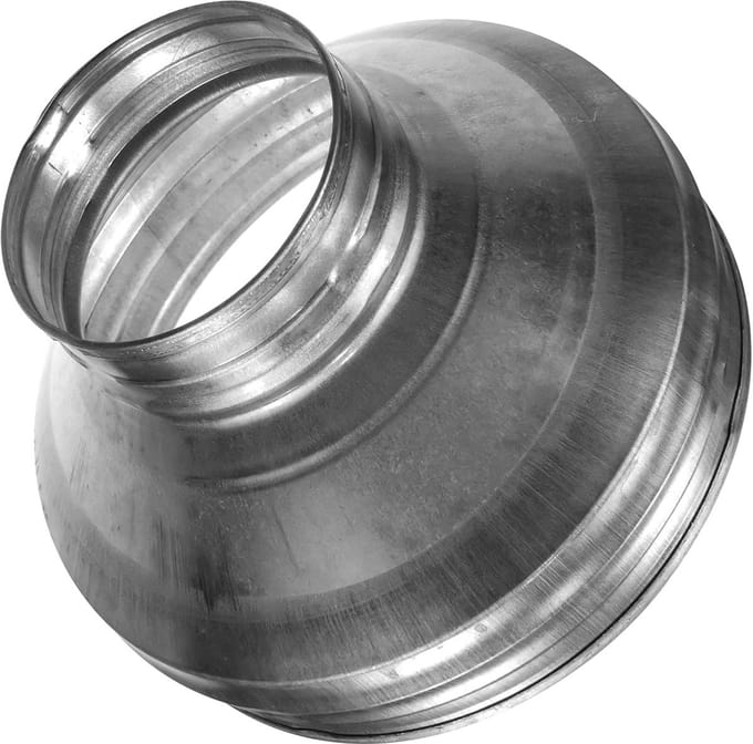 Kanaalverloopadapter 20,3 cm naar 10,2 cm voor ventilatiesystemen - verzinkt staal HVAC-overgangsfitting