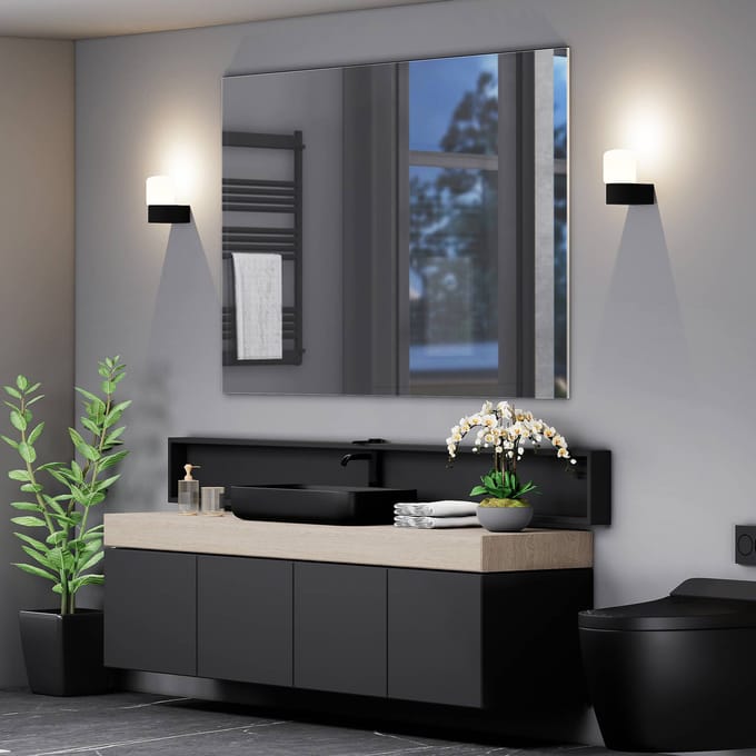 Molto Luce Lanu Flat buitenwandlamp, zwart, aluminium/glas