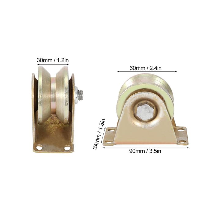 2 Stuks 60mm Diameter Schuifpoortrol Staal V-Type Wiel Rail voor Schuifdeur