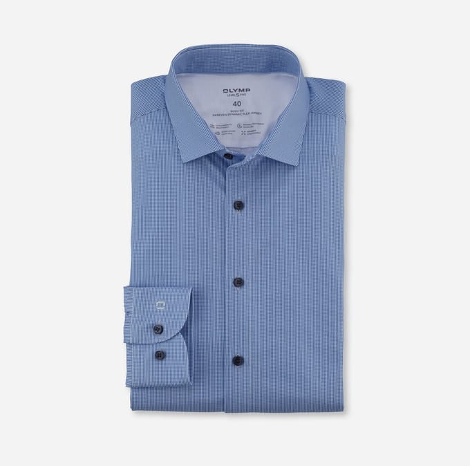 Olymp overhemd blauw body fit semi-wide collar
