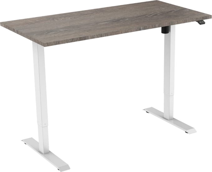 GAME HERO Marvel Bureau Elektrisch Verstelbaar 2 Motorig - 140x80cm - Wit Frame - Logan Eiken Blad