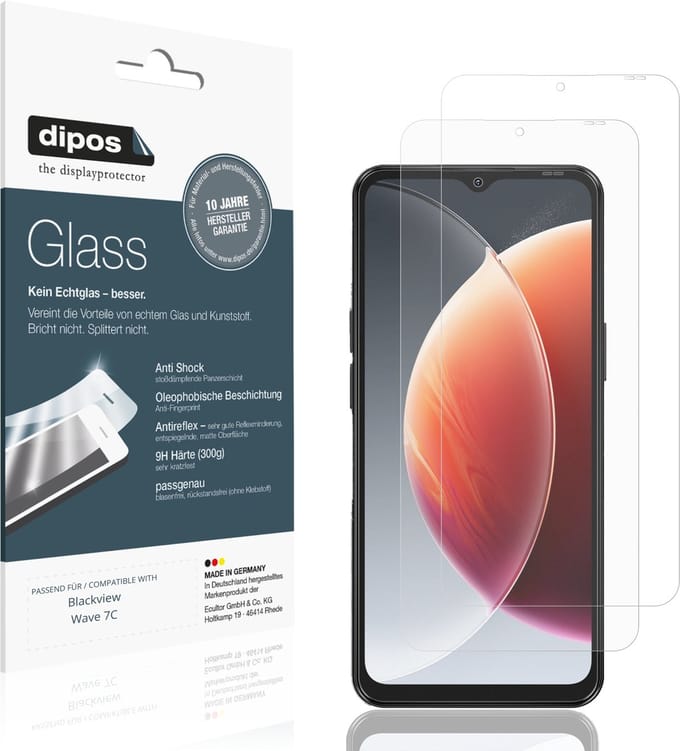 dipos – 2x Matte Pantserfolie geschikt voor Blackview Wave 7C | 9H Screenprotector