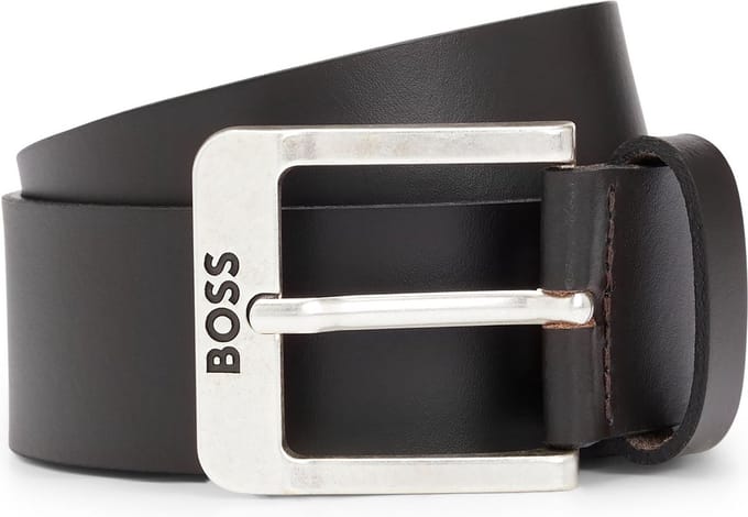 BOSS Leren Riem Jemio Sz40 Leather Belt W80 Dark Brown Donkerbruin