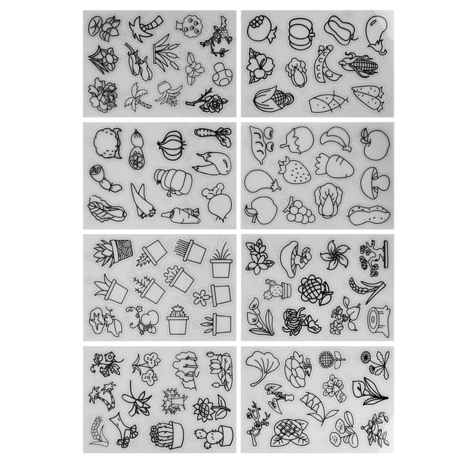 8 stuks Krimpfolie Set Fruit Groente Patroon Mooi Brede Toepassing Shrinky Art
