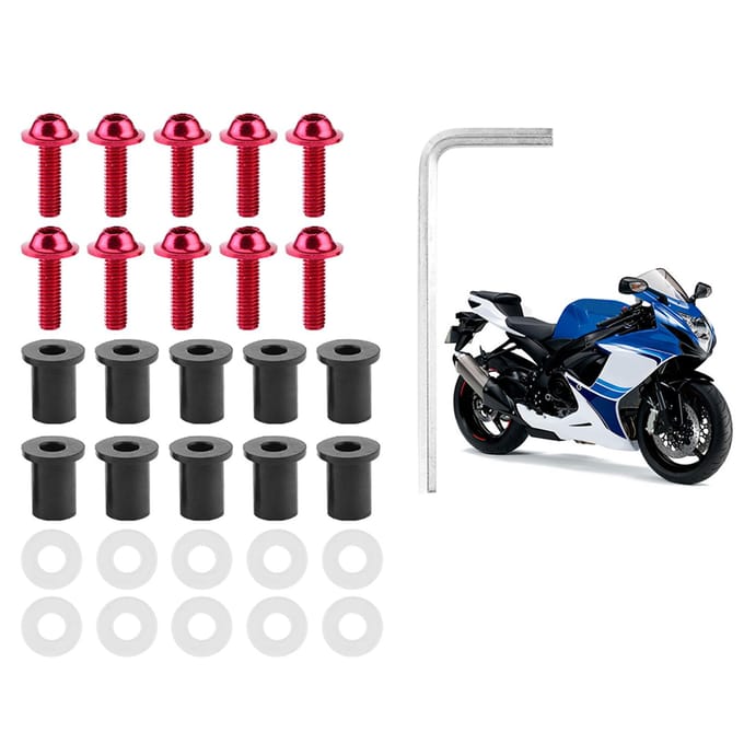 10 stuks Motorfiets Windscherm Bouten Moer Ringen Universele Motorfiets Kuip Montage Kit Rood rood