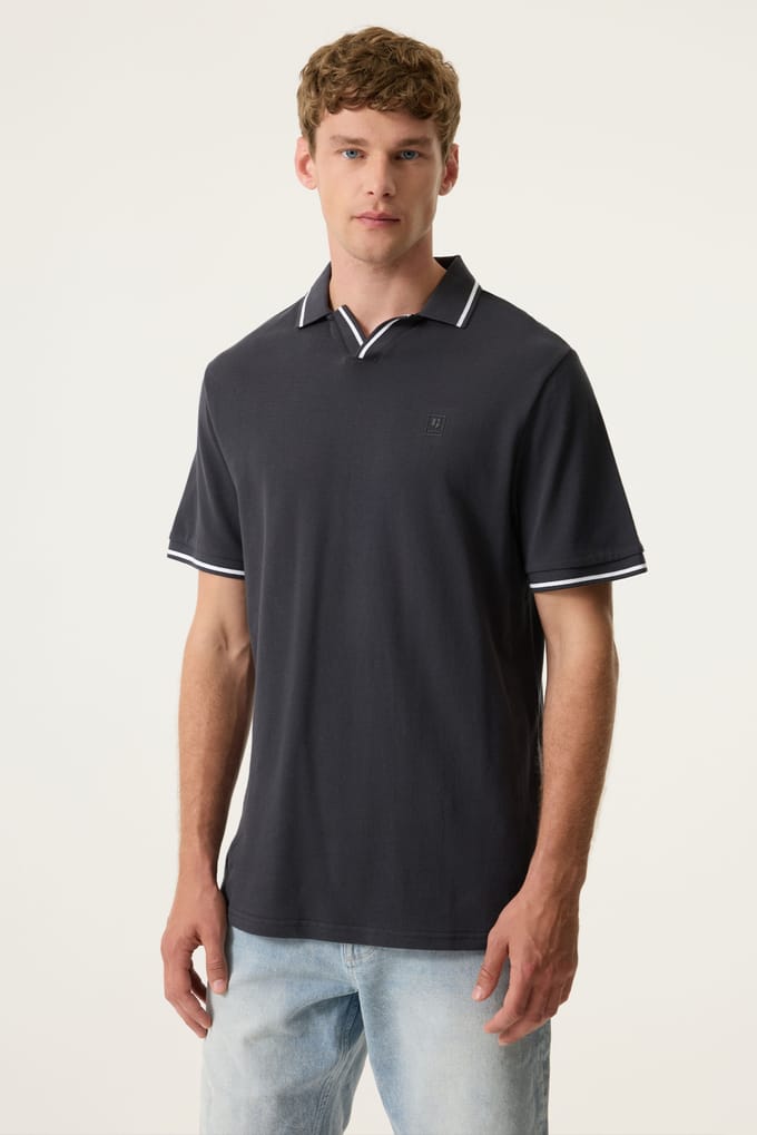 GARCIA Heren Effen Polo Blauw Korte mouw
