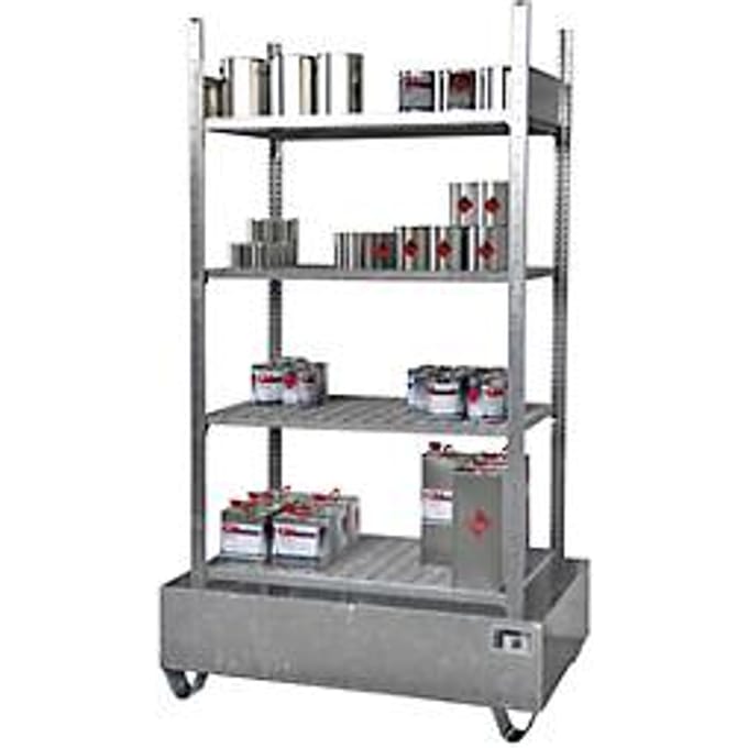 BAUER S 3021-4E kleine containerlegbord, basislegbord, B 1200 x D 800 x H 2105 mm, 4 roostervakken + 1 opvangbak
