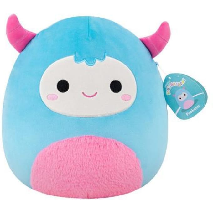 Squishmallows - Medium Plush 30cm Pookems - Blue Yeti W/Pink Fuzzy Belly