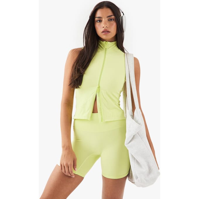 boohoo Dames DSGN Studio Hoge Taille Fietsshorts | Lime | Maat: Small