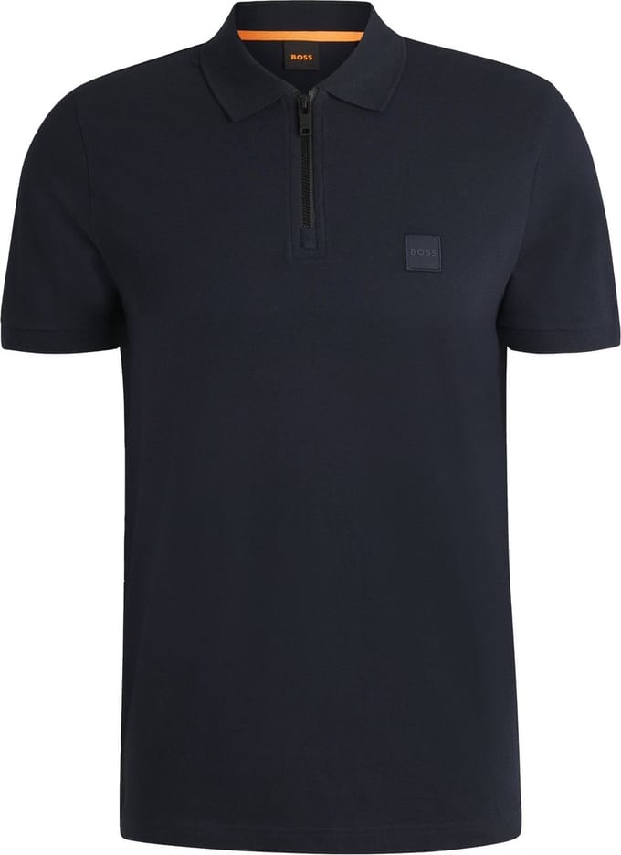 BOSS Passerzip Half Zip Polo Donkerblauw (navy) - Maat M - Heren