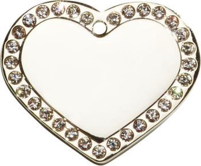 Hondenpenning met hart glittersteentjes