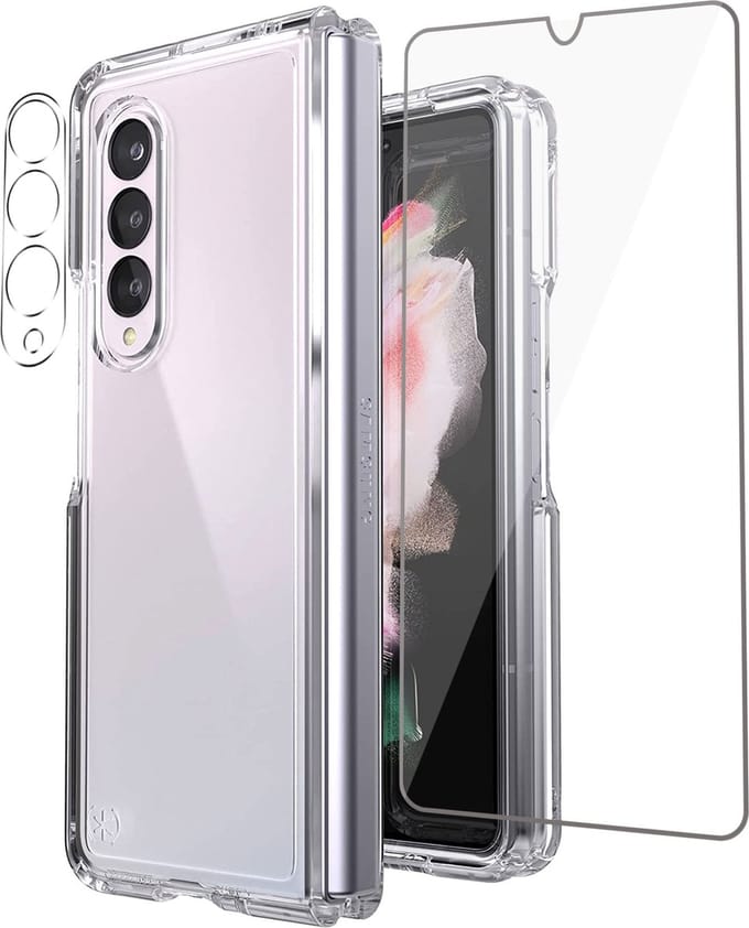 Hoesje geschikt voor Samsung Z Fold 3 - Screenprotector + Camera Beschermglas - Gehard Glas Screen Cover Protector