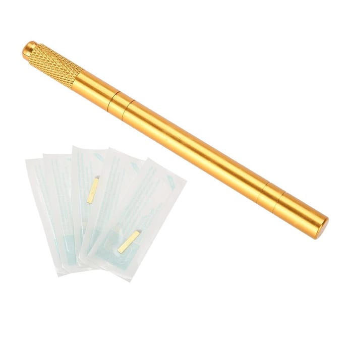 Set Stylo Tatouage Sourcils Manuel Microblading Tatouage Stylo Sourcils avec 5 Pièces Aiguille Jetable white