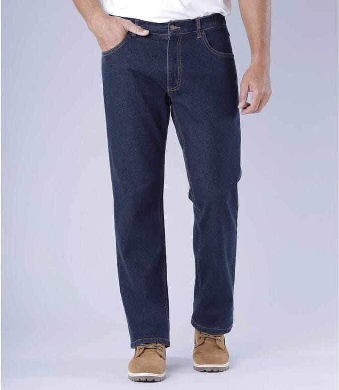 ATLAS FOR MEN - Donkerblauwe regular stretchjeans - Heren - Verkrijgbaar in grote maten - W38