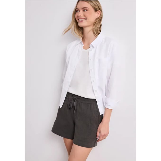 Mid Waist shorts van neteldoek